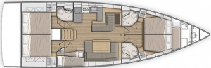 Schemat jachtu Oceanis 51.1, wersja 5-kabinowa, 3 łazienki | Charter.pl foto: www.beneteau.com