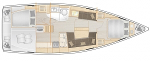 Schemat jachtu Hanse 418, wersja 2-kabinowa, 1-łazienka | Charter.pl