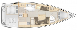 Schemat jachtu Hanse 418, wersja 2-kabinowa, 2-łazienki | Charter.pl