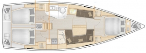 Schemat jachtu Hanse 418, wersja 3-kabinowa, 1-łazienka | Charter.pl
