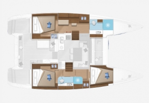 Schemat jachtu Lagoon 40, wersja 3-kabinowa | Charter.pl foto: www.cata-lagoon.com