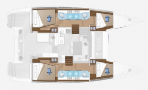 Schemat jachtu Lagoon 40, wersja 4-kabinowa, 4-łazienki | Charter.pl foto: www.cata-lagoon.com