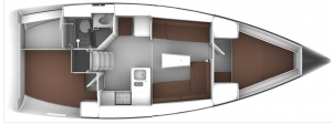 schemat jachtu 2-kabinowego, bavaria cruiser 37 | Charter.pl foto: www.bavariayachts.com